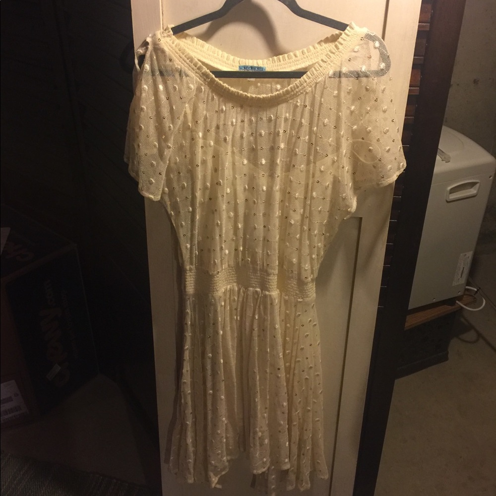 Cream/sequin off shoulder dress